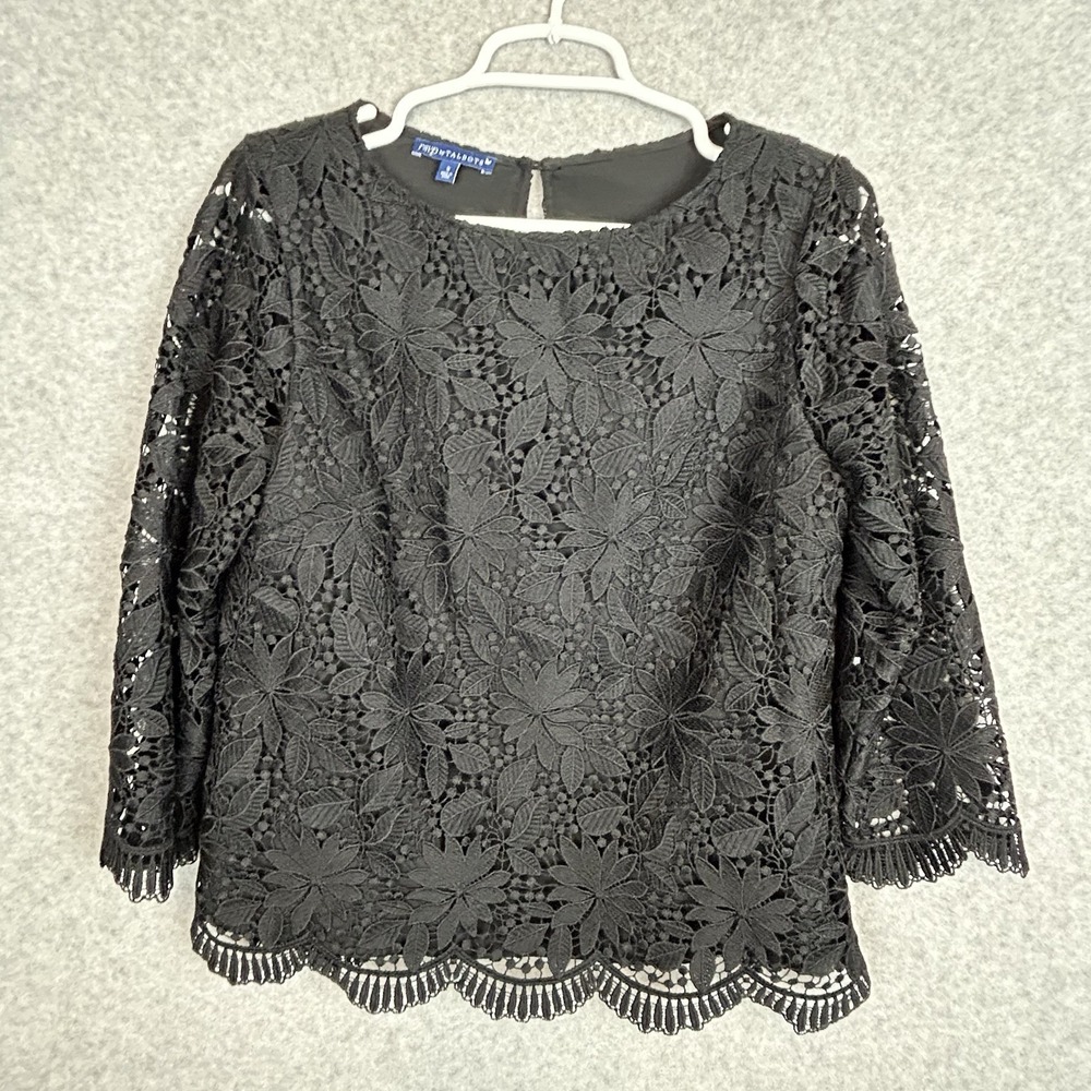 RSVP Talbots Top Women's Size Small Floral Lace Black
